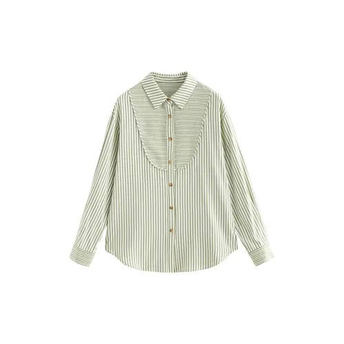 Initial language Shirts Women's Green/White Stripe