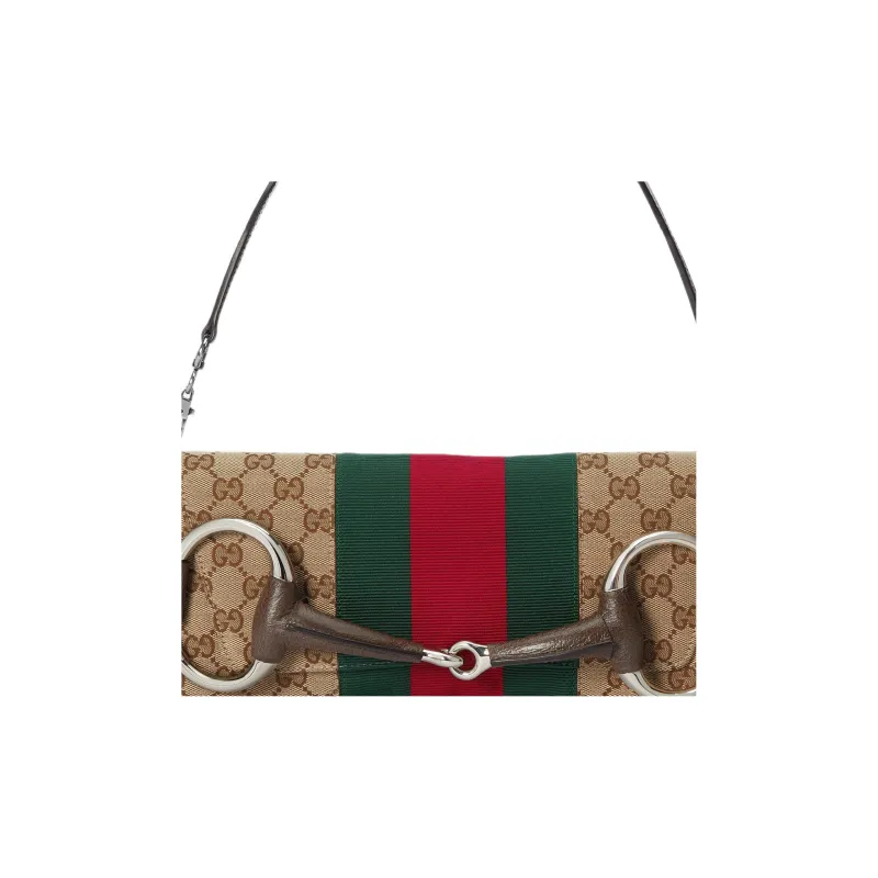 GUCCI Horsebit 1955 Leather Reproduction Shoulder Bag Shoulder Bag Clutch Women's Beige & Ebony-7