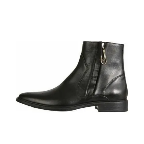 OFF-WHITE Paperclip Zip-up Ankle Boots Black Black