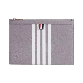 THOM BROWNE· Pebbled Calfskin Coin Purse Clutch Small Size Men's Gray