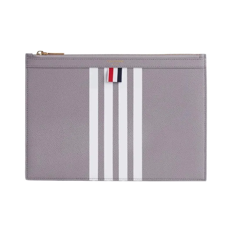 THOM BROWNE· Pebbled Calfskin Coin Purse Clutch Small Size Men's Gray-0
