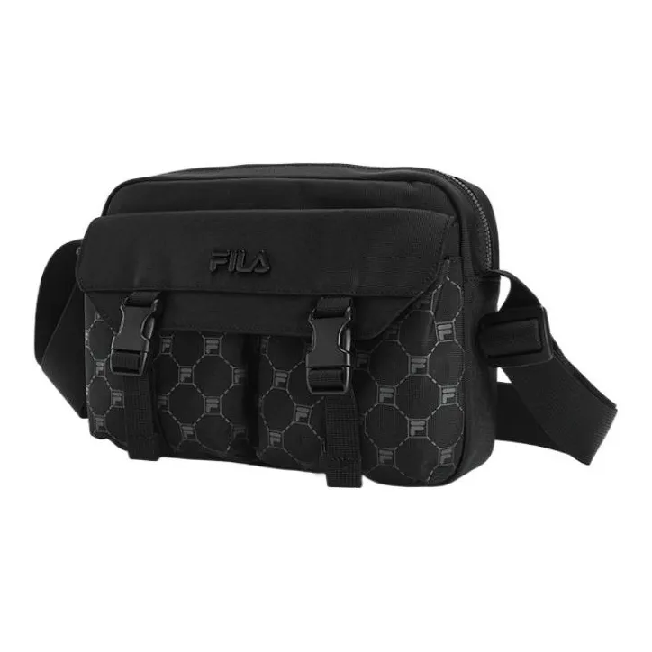 FILA Fabric Vintage Messenger Bag Shoulder Bag Crossbody Bag Men's Black-1
