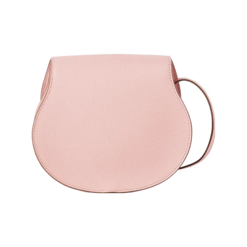 Chloe Marcie Grained Calfskin Saddle Bag Shoulder Bag Crossbody Bag Small Size Women's Floral Pink-2