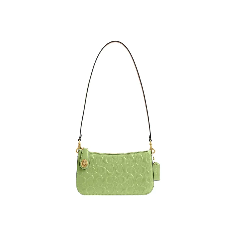 COACH Penn Patent Leather Shoulder Bag, Handbag, Shoulder Bag Women's Grass Green-0