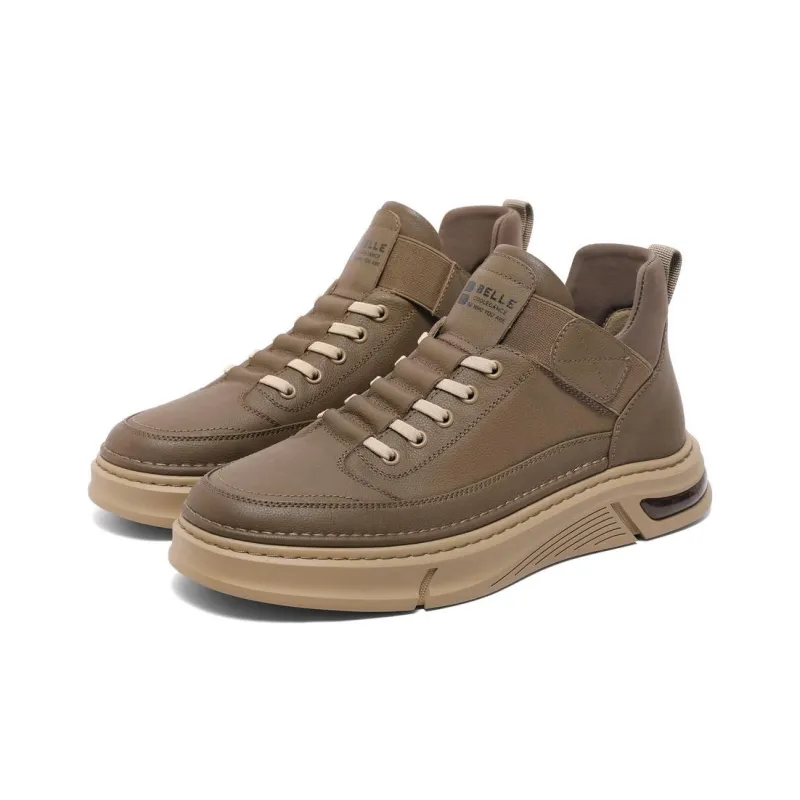 BELLE Wear-Resistant Low-Top Skateboard Shoes Men's Yellow Khaki-9