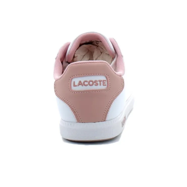 LACOSTE Lightweight Low-Top Skateboard Shoes Women's White Pink-3
