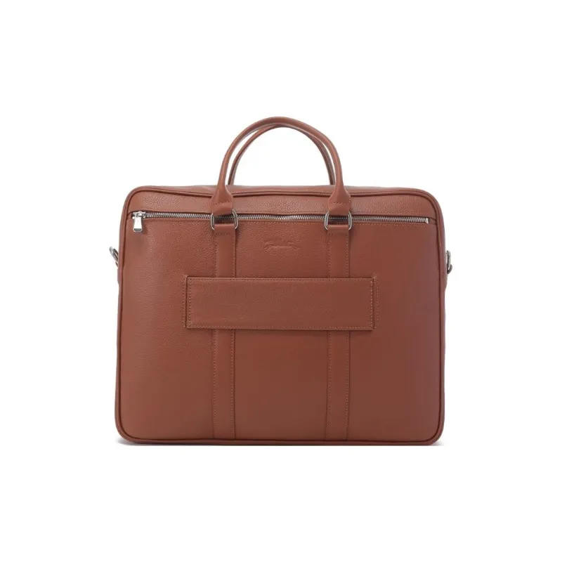 LONGCHAMP Cow Leather Laptop Bag One Shoulder Portable Briefcase Regular Men's Caramel-3