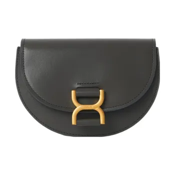 Chloe Marcie Smooth Calf Leather Flap Bag Shoulder Bag Crossbody Bag Mini Women's Elephant Gray