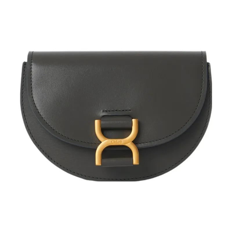 Chloe Marcie Smooth Calf Leather Flap Bag Shoulder Bag Crossbody Bag Mini Women's Elephant Gray-0