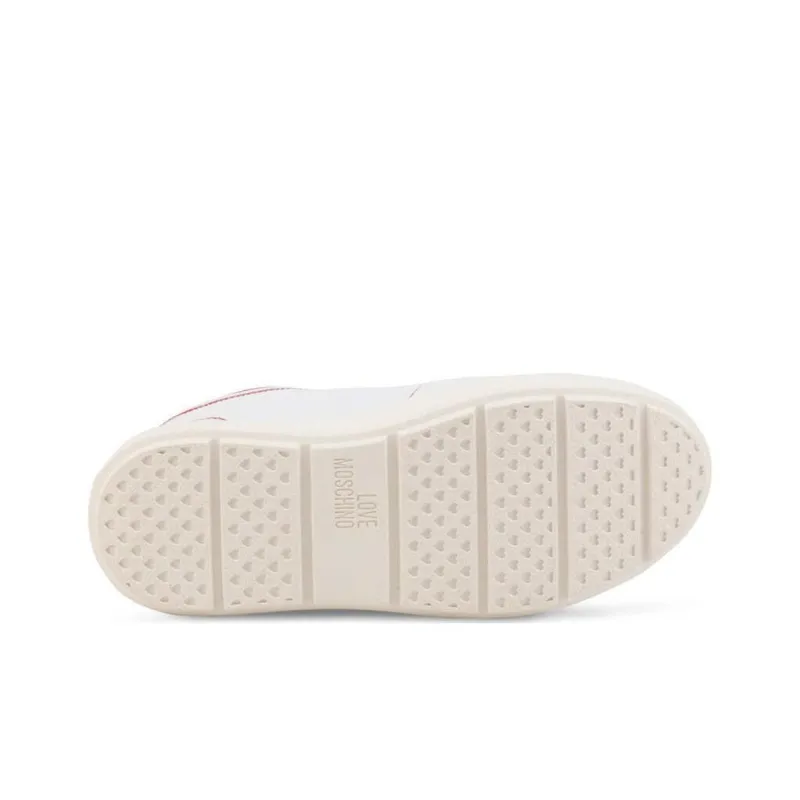 LOVE MOSCHINO Low Top Skateboard Shoes Women's White Red-4