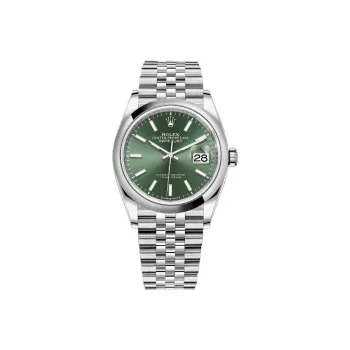 ROLEX Log Series Automatic Mechanical Movement Women's Watch 36mm Green Dial Oystersteel Case Oystersteel Strap