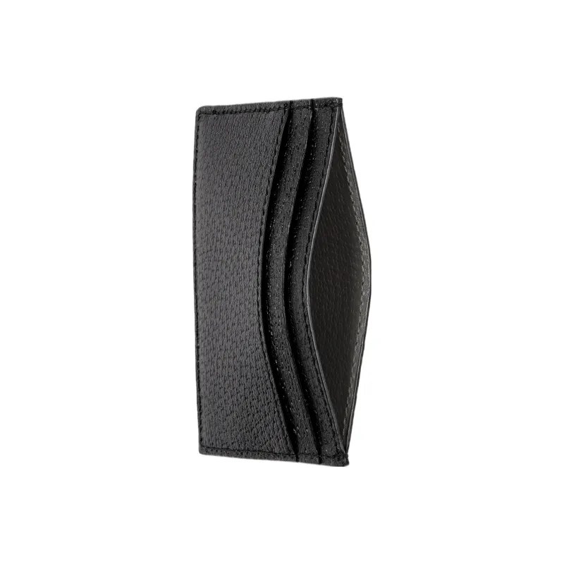 GUCCI Leather Card Holder Regular Men's Black/Gray-3