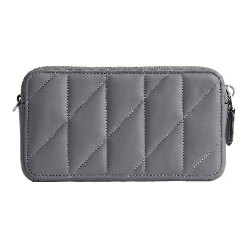 COACH Kira Leather Wrist Bag Clutch Trumpets Women's Gray-2