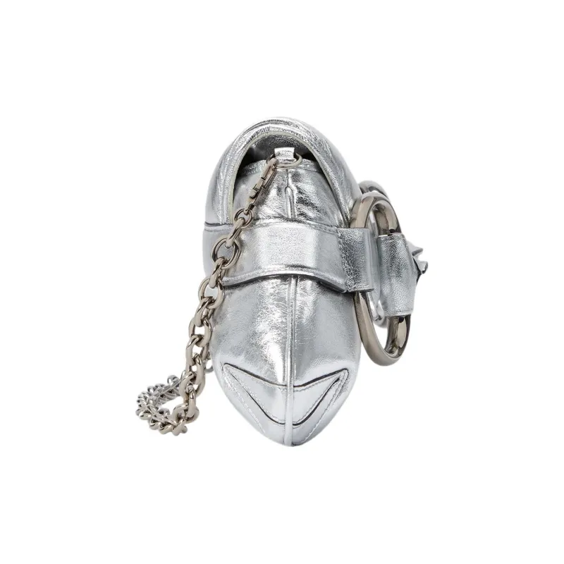 GUCCI Horsebit 1955 Leather Reproduction Shoulder Bag Shoulder Bag Clutch Women's Silver-3