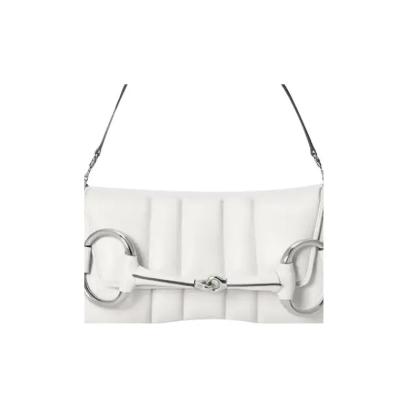 GUCCI Horsebit 1955 Leather Reproduction Shoulder Bag Shoulder Bag Clutch Medium Size Women's White-5