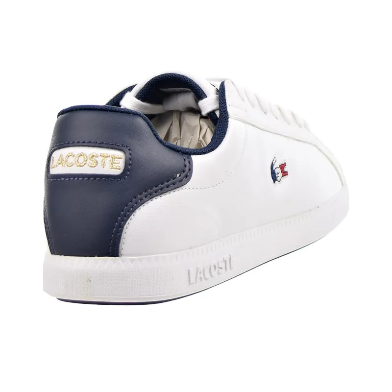 LACOSTE Slip Resistant Low Top Skateboard Shoes Men's White Blue Red-3