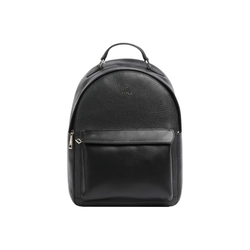 Furla Grained Leather Backpack Women's Black-0