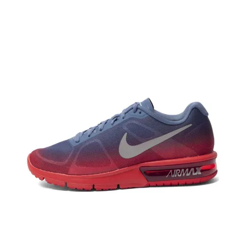 Nike Air Max Sequent Anti-Slip Wear-Resistant Low-Top Casual Shoes Men's Blue Red
