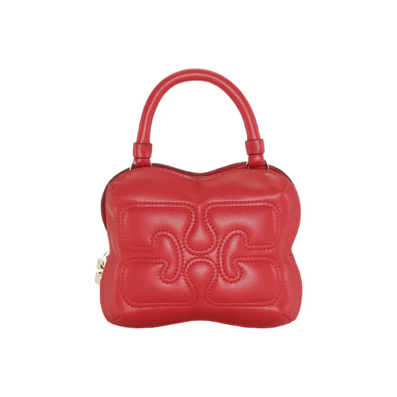 GANNI Recycled Leather Handbag Shoulder Bag Crossbody Bag Small Size Women's Red-1