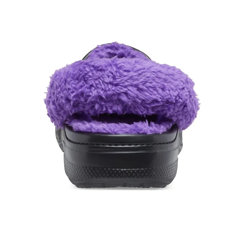 Crocs Baya Lined Fuzz Strap Clogs 'Black Purple'-4