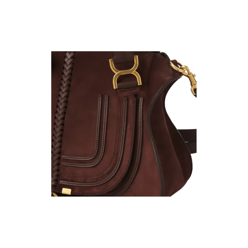 Chloe Marcie Suede Calfskin One Shoulder Handbags Regular Women's Burgundy-2
