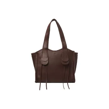Chloe Mony Grained Calfskin Tote Bag Shopping Bag Handbag Medium Size Women's Chocolate Brown