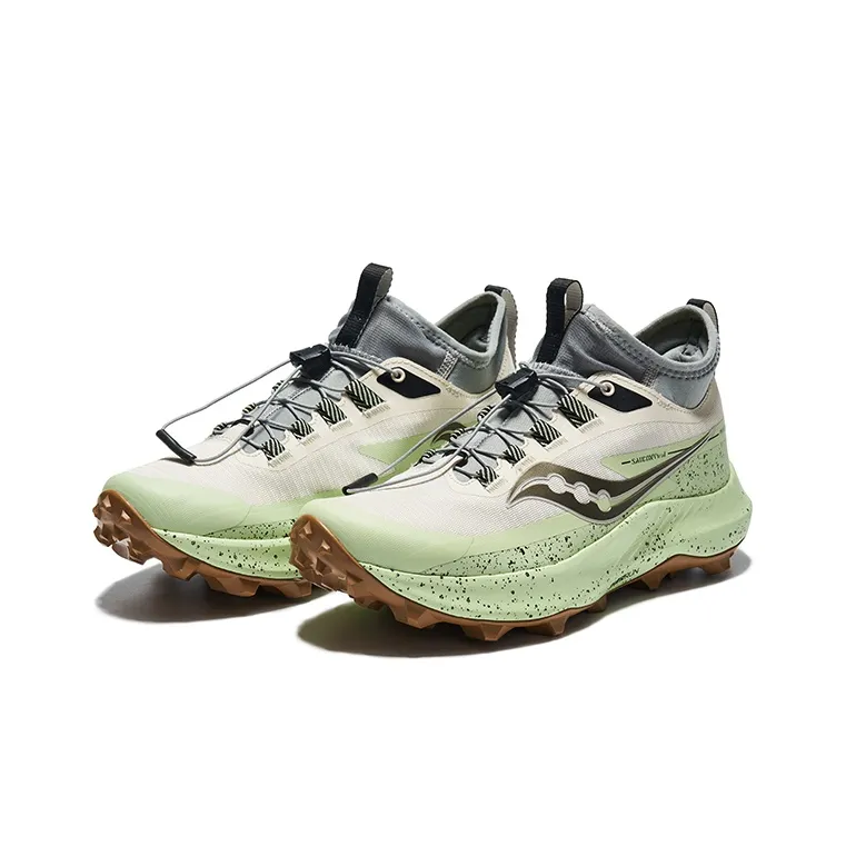 Saucony Peregrine 13 Peregrine Falcon 13 Abrasion Resistant Low Top Running Shoes Women's Green Gray-2
