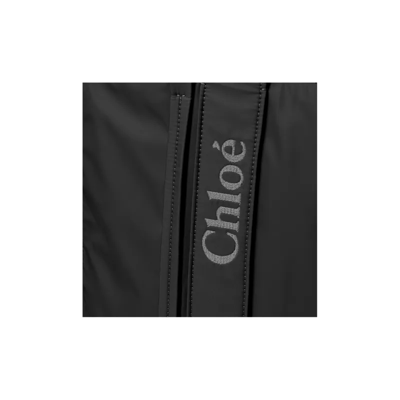 Chloe Woody Recycled Nylon Tote Bag, Shopping Bag, Shoulder Bag, Handbag Tubas Women's Black-4
