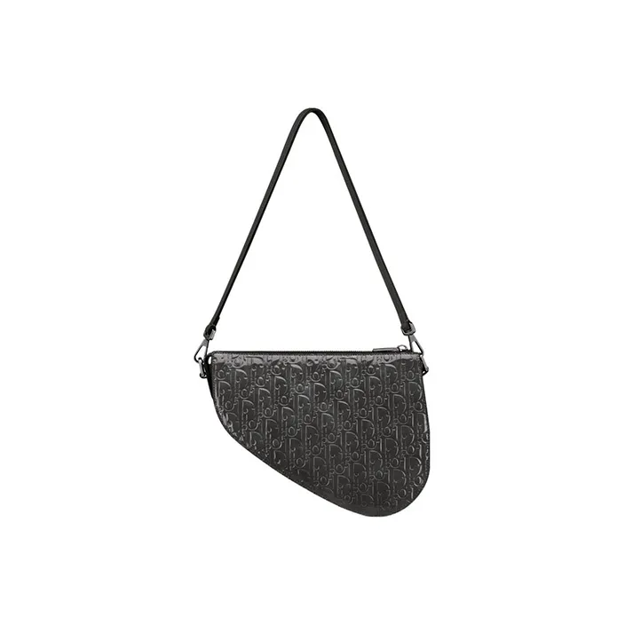 DIOR Oblique Gravity Leather Saddle Bag Handbag, Shoulder Bag Men's Black-4