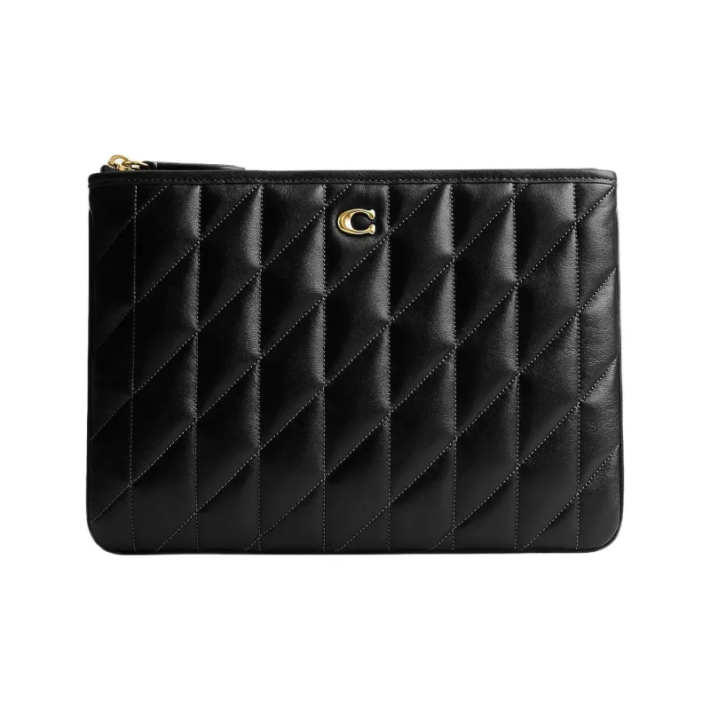 COACH Pouch Leather Clutch Women's Black-0