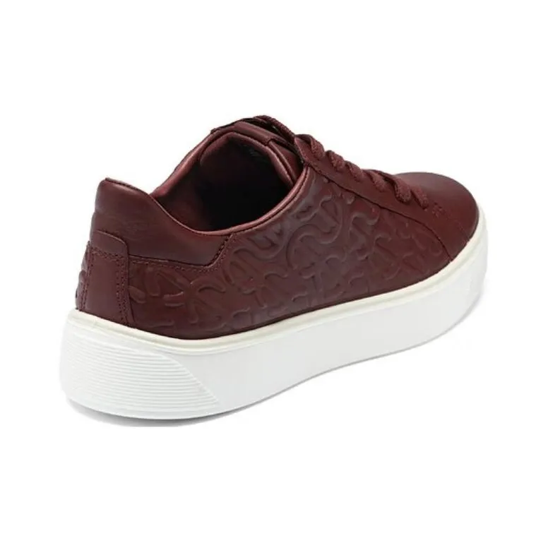 Ecco Low Top Skateboard Shoes Women's Burgundy-3