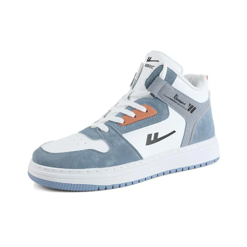 Warrior High Top Skateboard Shoes Men's Dusty Blue Orange-1