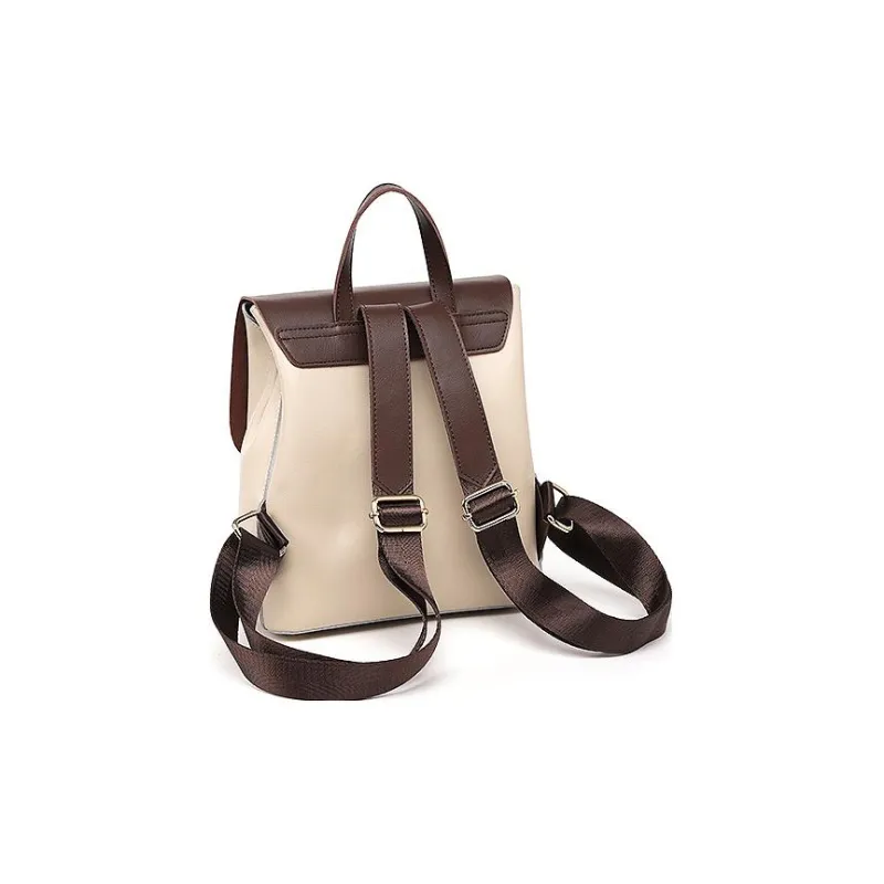 DAPHNE Cow Split Leather Backpack Women's Apricot/Coffee-2