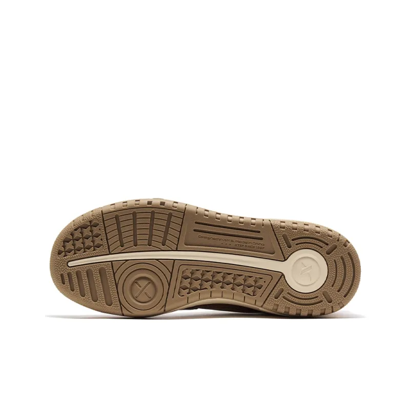 XTEP Wave Runner Slip-Resistant High-Top Skateboard Shoes Women's Walnut Brown/Clay Color/Brown Gray-2