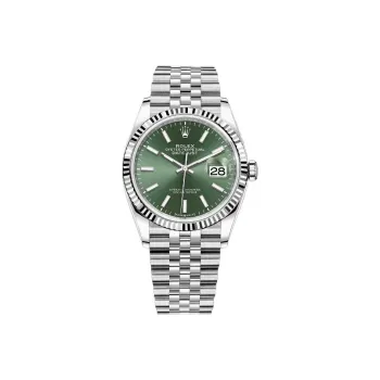 ROLEX Log Series Automatic Mechanical Movement Unisex Watch 36mm Green Dial Oystersteel 18ct White Gold Watch Case