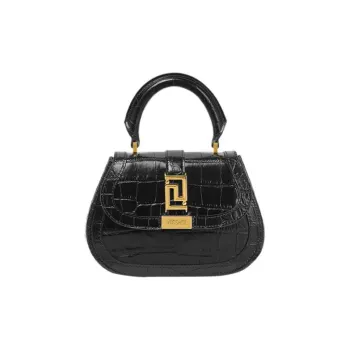 VERSACE Greca Goddess Cow Leather Shoulder Bag, Crossbody Bag, Handbag Mini Women's Black