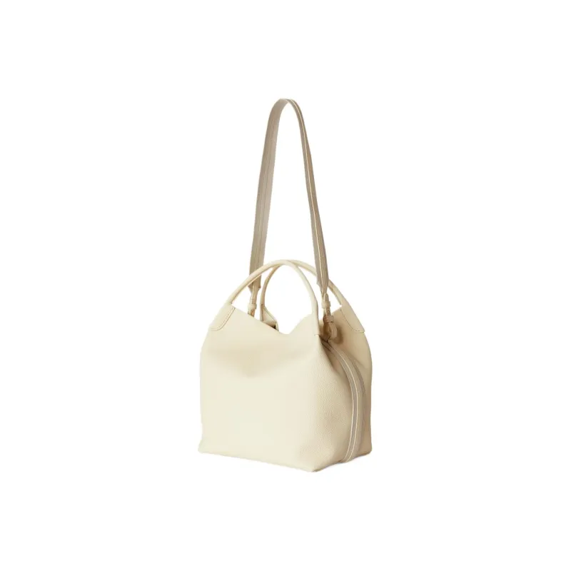 Loro Piana Cow Leather Handbag, Shoulder Bag, Crossbody Bag, Handbag Tubas Women's Soft White-1