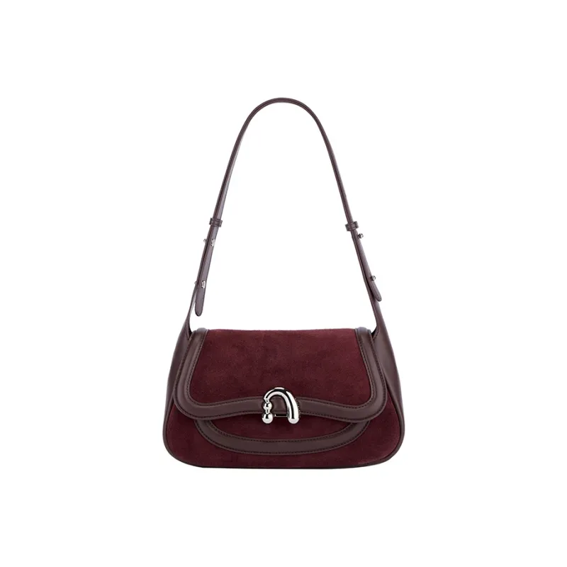 AMAZING SONG Cow Leather Nubuck Handheld Bag Saddle Bag Shoulder Bag Women's Black/White/Green/Red-38
