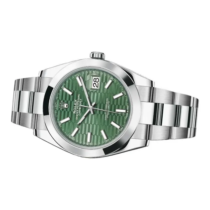 ROLEX Log Series Automatic Mechanical Movement Men's Watches Watch 41mm Green Dial Oystersteel Case Oystersteel Strap-3