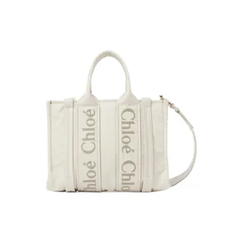 Chloe Woody Recycled Nylon Tote Bag, Shopping Bag, Shoulder Bag, Crossbody Bag, Handbag Small Size Women's Umber