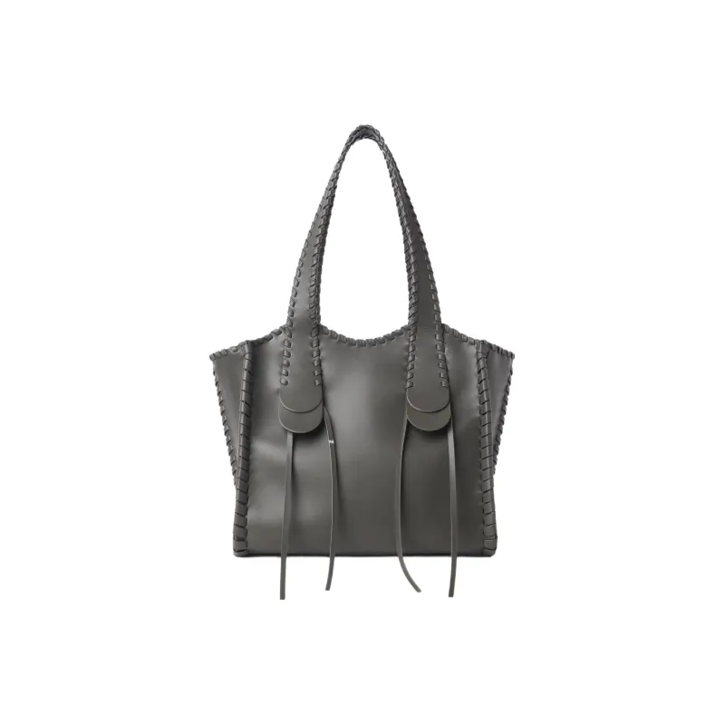 Chloe Mony Shiny Calfskin Tote Bag Shopping Bag Handbag Medium Size Women's Elephant Gray-2