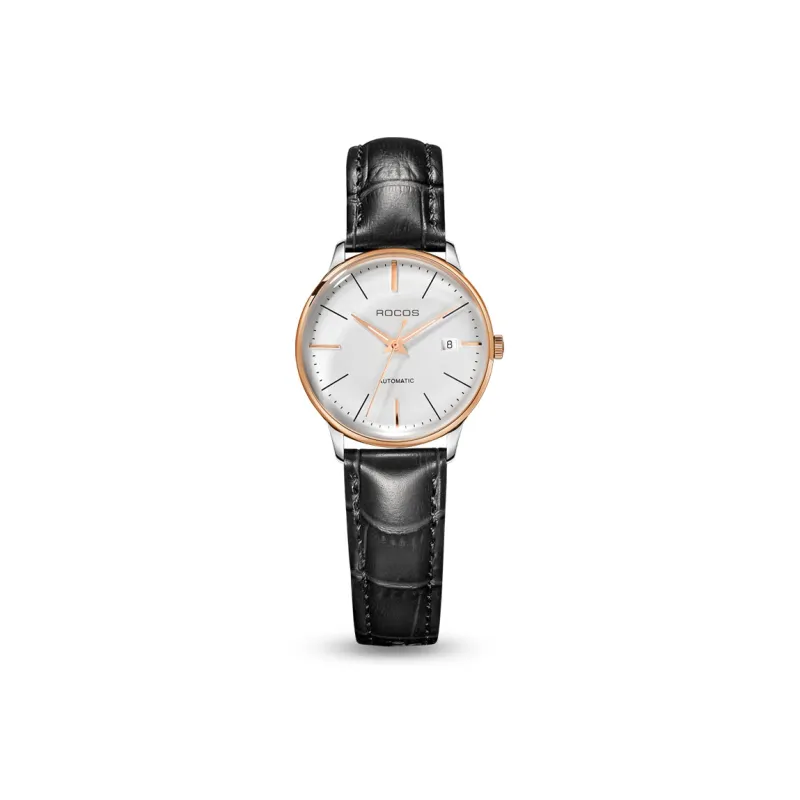 ROCOS Wind Style Collection Automatic Mechanical Movement Steel Strap Watch Women's Watch White Dial-5
