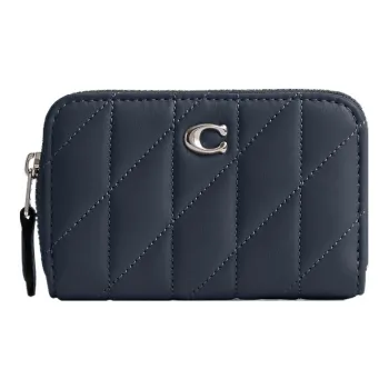 COACH Zip Around Nappa Leather Coin Purses Wallets Small Size Women's Denim Blue