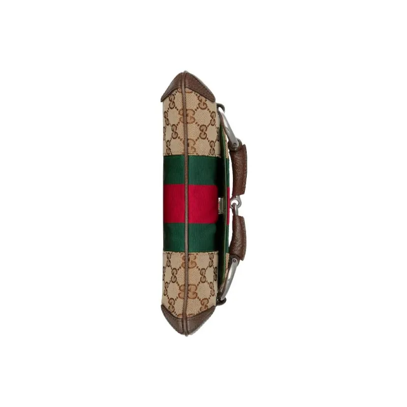 GUCCI Horsebit 1955 Leather Reproduction Shoulder Bag Handbag Shoulder Bag Women's Beige & Ebony-4