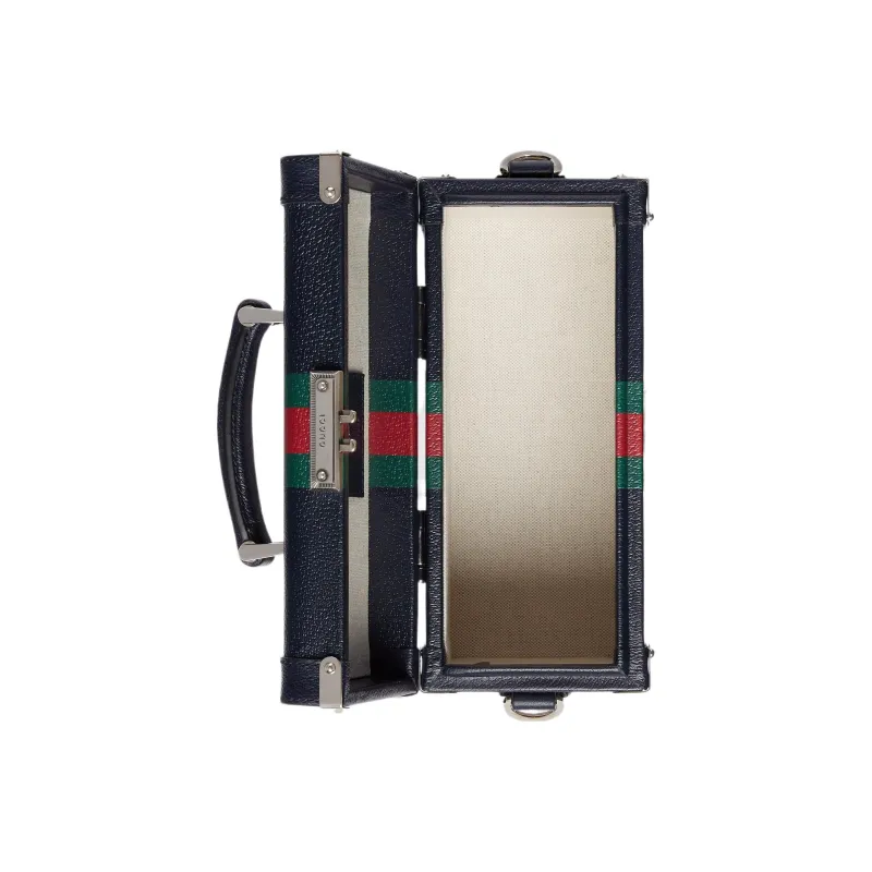 GUCCI Leather Shoulder Bag Crossbody Bag Handbag Makeup Bag Regular Women's Dark Blue-5