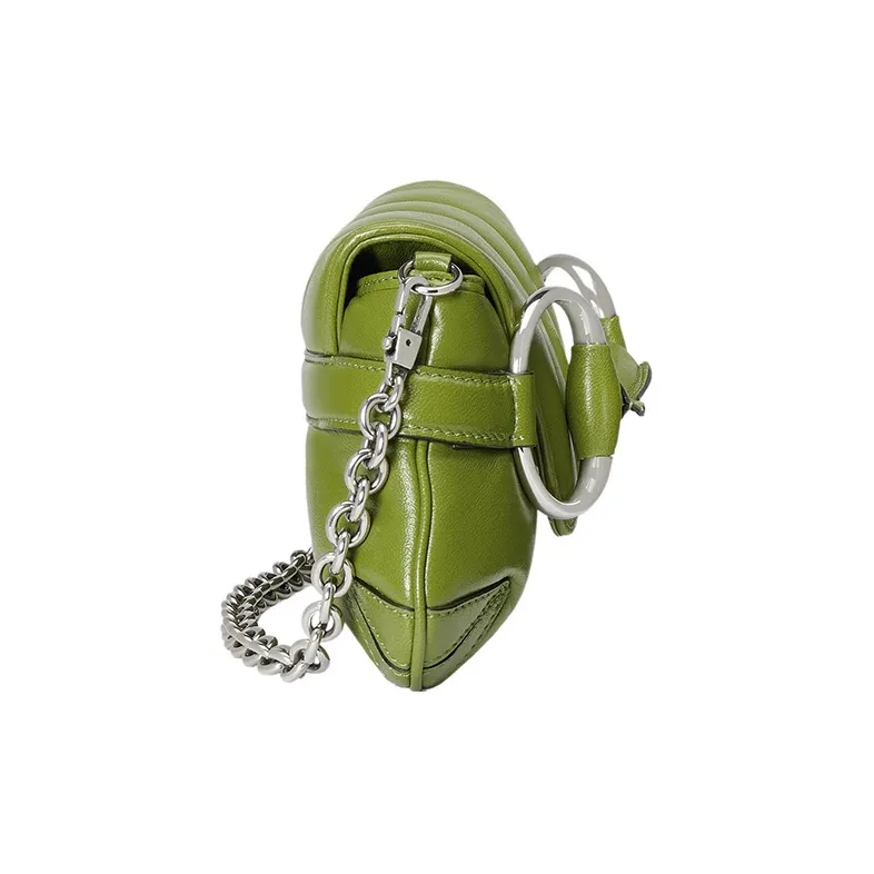 GUCCI Horsebit 1955 Leather Reproduction Shoulder Bag Shoulder Bag Clutch Women's Green-4