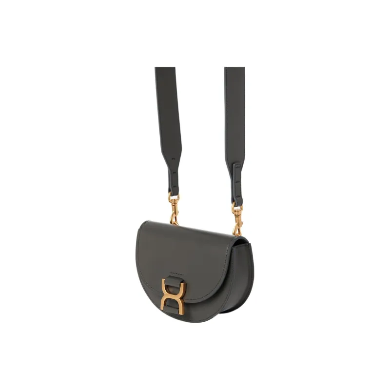 Chloe Marcie Smooth Calf Leather Flap Bag Shoulder Bag Crossbody Bag Mini Women's Elephant Gray-1