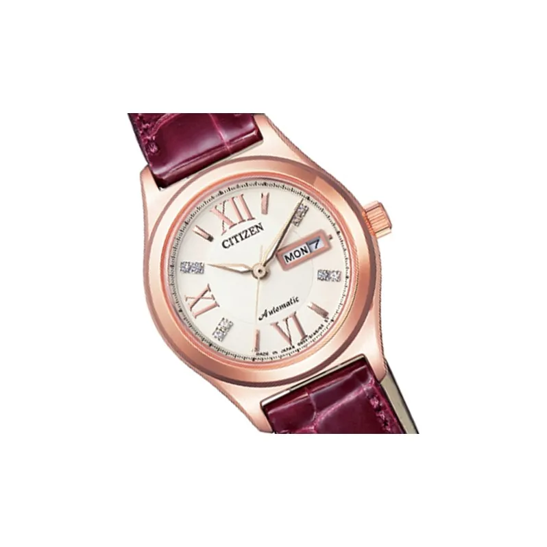 CITIZEN Automatic Mechanical Movement Genuine Leather Strap Watch 27mm Women's Watch White Dial PD7162 04A-1