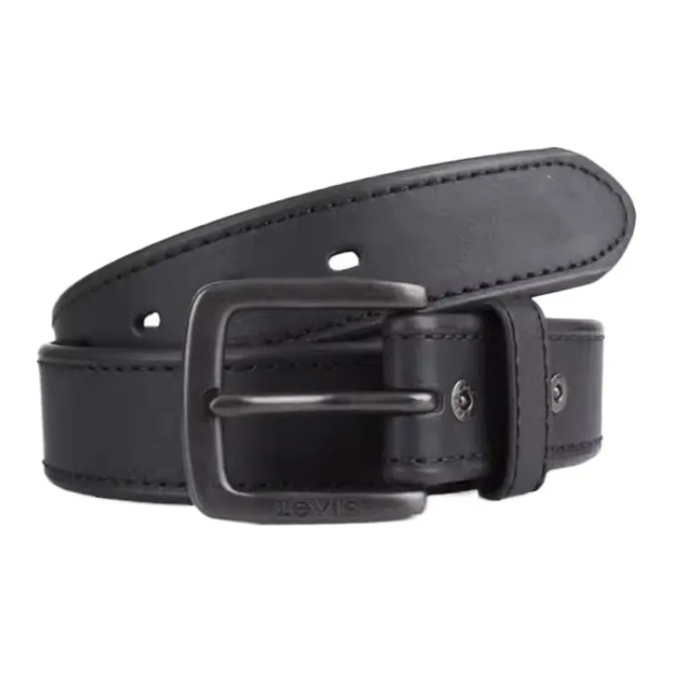 Levis Solid Color Design Pin Buckle Leather Belts Men's Black Width: 3.8cm-0
