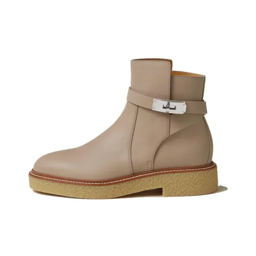 HERMES History Ankle Boots Women's Gray/Yellow/Beige